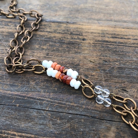 Mexican Fire Opal and Quartz Necklace - Picture 4 of 4